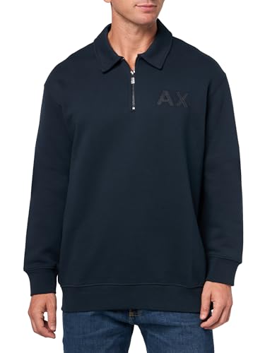 Armani Exchange Men's Ax Logo Quarter-Zip Cotton Fleece Sweatshirt