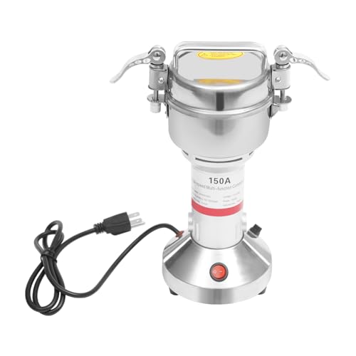 Electric Grain Mill Grinder 150g Stainless Steel Grain Grinder 850W High-Speed Pulverizer Grinding Machine with Pressured Lid & Buckle for Peanuts Walnuts Pepper Corn