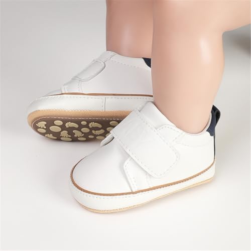 Image of HsdsBebe Baby Boys Girls Pu Leather Hard Bottom Walking Sneakers Toddler Rubber Sole First Walkers Infant Cartoon Slippers Crib Shoes