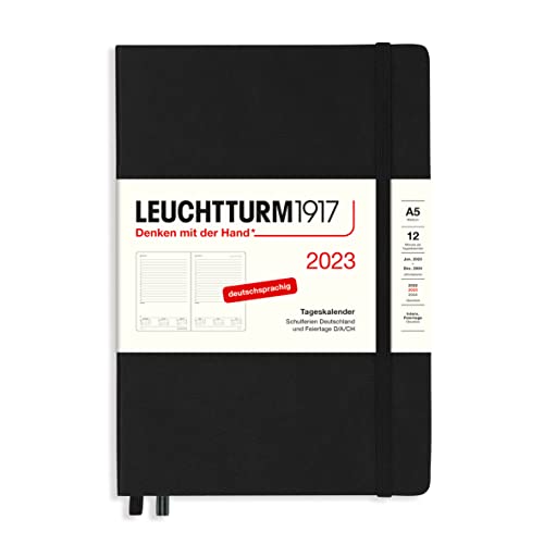 LEUCHTTURM1917 365780 Tageskalender Medium (A5) 2023, 12 Monate, Schwarz, Deutsch Cover