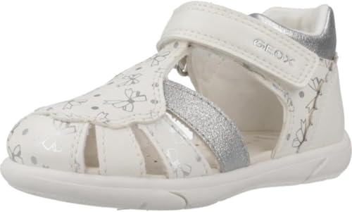 Geox B SANDAL ZAPITO GIRL, Sandale Bébé - Fille, White/Silver,