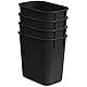 Acrimet Papierkorb, Schreibtisch-Mülleimer, 3,25 Gallonen / 13 Quart / 12 Liter (Kunststoff) (Farbe Schwarz) (4er-Set)
