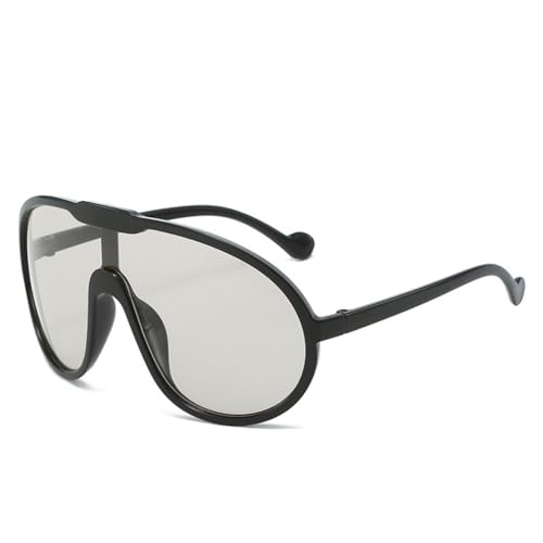 Lunettes de soleil One Piece pour femmes et hommes avec grand écran punk noir gris