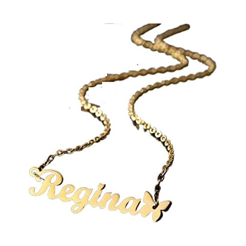 QAVAN Custom Necklace Butterfly Pendant Stainless Steel Gold Chain Personalized Name Necklaces Choker Jewelry Necklaces Compatible With Women (Size : Commonly, Color : 55CM_2_COMMONLY) Cover