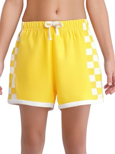 Kids Girls Plaid Print Athletic Shorts Elastic Waist Loose Fit Casual Summer Shorts Activewear