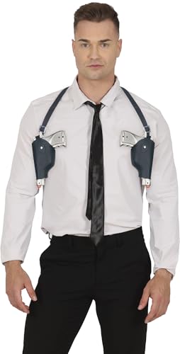 FIESTAS GUIRCA | Cartuchera Doble con Sobaquera   Accesorio de Disfraz de Policía para Fiestas y Celebraciones   Ideal para Halloween y Carnaval   Arma de Juguete para Niños y Adultos   Marrón