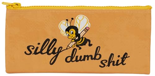 Blue Q Funny Pencil Case - Silly Dumb Sh-t - Compact & Cool Pencil Pouch 4.25" by 8.5" Size, Chunky Zipper, 95% Recycled Plastic, Sturdy, Easy-to-Clean, Office Supplies & Travel Essential Holder