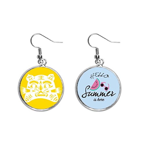 Pendientes de sandía del horóscopo chino tigre para el lóbulo
