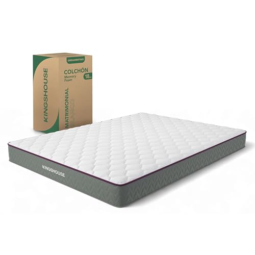 Listado de Colchon Top 10. 41 Kingshouse Colchón Matrimonial en Caja 18 cm DREAMERTWO de Espuma de Alta Densidad, Memory Foam, Firmeza Media, Hipoalergénico, Transpirable y Ergonómico con Soporte Estable