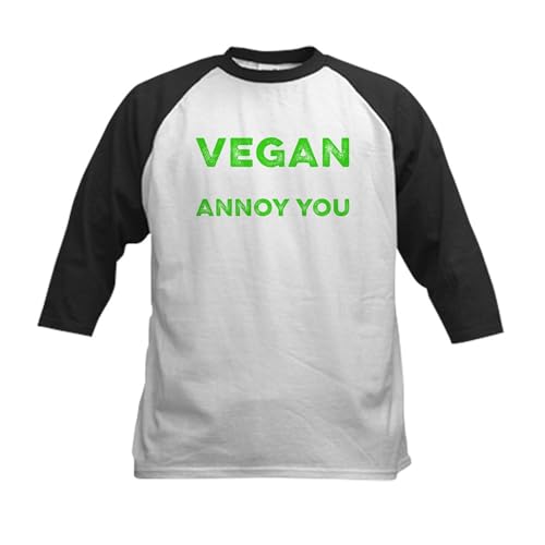 CafePress Vegan Animal Rights Vegetarian Lib Baseball Jersey Kids Cotton Baseball Jersey, 3/4 Raglan Sleeve Shirt Black/White