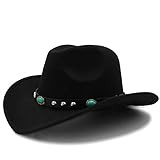 Frauenhüte, Cowboyhut, Jazz-Hut, modische Cowboyhut für Frauen, Partykostüme, Cowgirl-Hut, aufrollbarer Hut (Farbe: Schwarz, Größe: 57–58 cm)