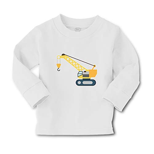 Kids Long Sleeve T Shirt Construction Toy Truck Crane Vehicle Cotton Boy & Girl Clothes Funny Graphic Tee A White Design Only 3T