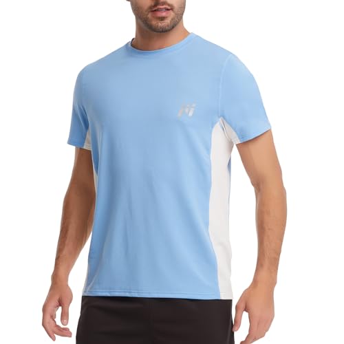 MEETWEE Rash Guard Hombre, Camisa Manga Corta Camiseta UV Camisetas Deporte Técnicas Deportiva T-Shirt de Protección Solar UPF50+ para fútbol Atletismo Correr o Montañismo Surf