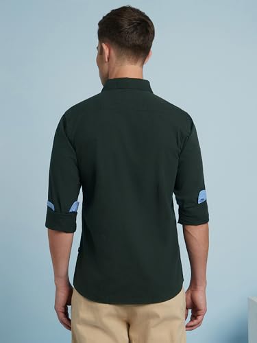Image of Dennis Lingo Men Cotton Solid Slim Fit Casual Shirts