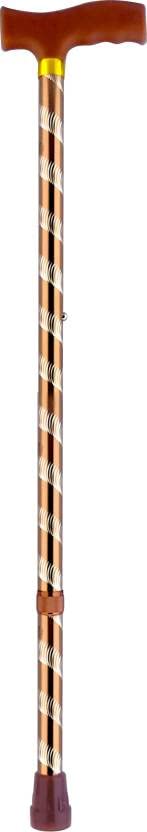 Kgn Surgical Premium Hight Adjustable Aluminum (Copper ) Single L-Shaped Walking Cane Stick