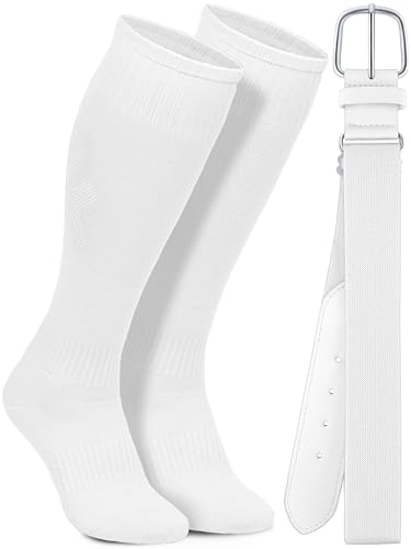 Image of Baseball Socks and Belt Set Cotton Youth Softball Socks for Boys Girls