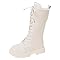 Girls Knee High Boots Cowboy Boots Fashion Classic Pu Leather Side Zipper Mid Calf Riding Shoes for Girls (White, 13.5 Little Child)