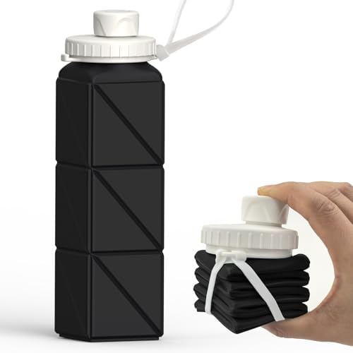 BEAUTAIL Collapsible Water Bottles 20.6oz, Silicone Foldable Port...