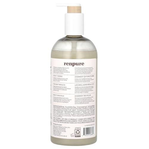 Renpure Plant Based Coconut and Vitamin E Moisturize and Replenish Shampoo - Ideal for Lifeless Hair - Leaves Hair Silky and Smooth - Rids Hair of Grime - Recyclable, Pump Bottle Design - 24 fl oz