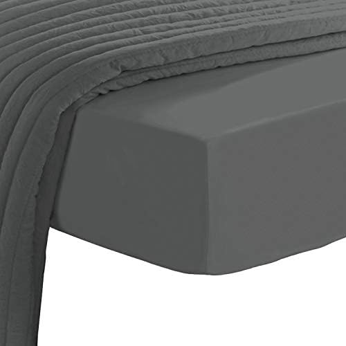 Pizuna Breathable 600 Thread Count Cotton King Size Fitted Sheet Frost Grey, Cool 100% Long Staple Cotton Sateen King Bed Sheet Fitted (Frost Grey Cotton 38cm Deep Fitted Sheet King Size 160x200cm)