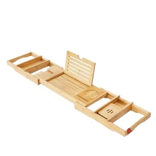 Organizador de bañera Ajustable bambú, Bandeja Antideslizante y Extensible for hoteles, baños o Cubos Madera. Resistente al Agua, Apto for spas(Matte Black)