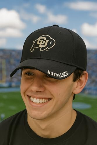 Gorra deportiva ajustable negra con logo de University Colorado miniatura 3