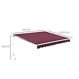 Outsunny 3m x 2.5m Garden Patio Manual Awning Canopy Sun Shade Shelter with Winding Handle Retractable Red - Image 7