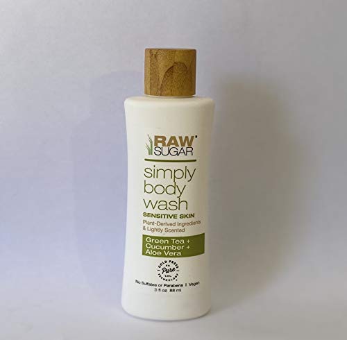 Raw Sugar Pack Of 4 Cold Pressed. Simply Body Wash Sensitive Skin Green Tea & Cucumber & Aloe Vera Travel Size 3 Fl Oz Each #TOP2