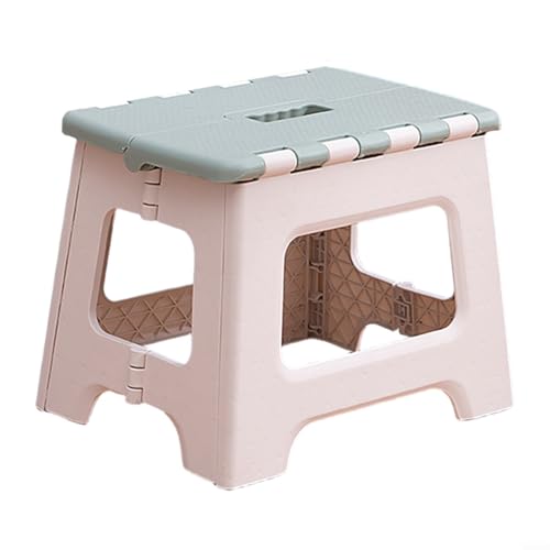 Portable Folding Stool Ergonomic Design Sturdy Plastic Step Stool, for Home Kitchen Bathroom Garden Outdoor Camping Fishing Non-Slip Feet Space Saving(Green)