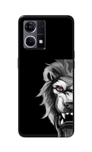 Image of PRINTFIDAA Printed Hard Back Cover Case for Oppo F21 Pro 4G | Oppo F21s Pro 4G | Oppo Reno7 4G | Oppo Reno 7 4G Back Cover (Angry Lion) -112