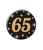 PD-Party 7032309 Classy Partei Abzeichen | Geburtstag Feier | Festliche Kleine Knöpfe – 65, Gold/Schwarz, 5.5cm Länge x 5.5cm Breite x 0.5cm Höhe
