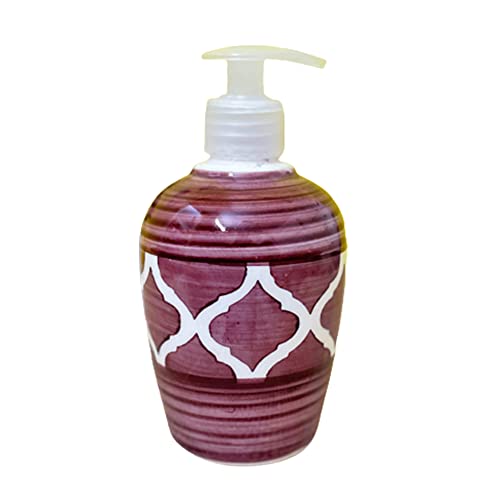 Image of Ceramic Liquid Soap Dispenser, 300 ml, Purple Brown | Refillable Pump Bottle for Hand Wash, Lotion, Shampoo & Kitchen Use, 1 Pieces