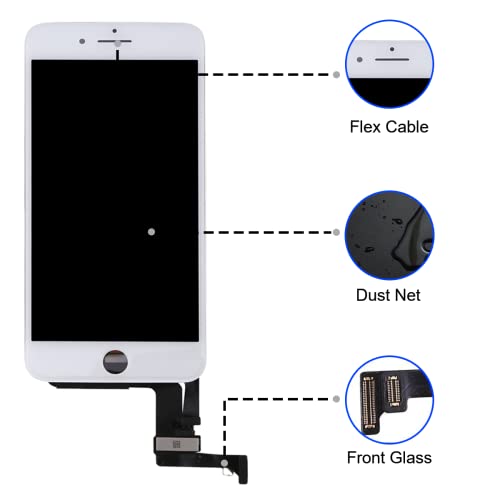Goldwangwang For Iphone 7 Plus Screen Replacement White,5.5" 3D Touch Lcd Screen Digitizer Replacement Frame Display Assembly Set With Repair Tool Kit + Tempered Glass Screen Protector + Instruction #TOP2