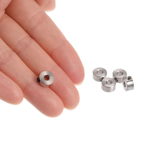 QUARKZMAN 30 Stück Satzschrauben-Kragen 3.05 mm Bohrung, vernickelter Stahl Wellenkragen, 8 mm Außendurchmesser, 4 mm Breite, Fahrwerksstopper-Radkragen mit Innensechskantschlüssel
