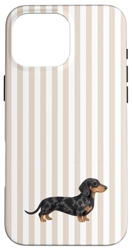 Tan & Black Dapple Dachshund Wiener Dog Striped Pattern Case for iPhone 16 Pro Max