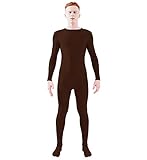 Ensnovo Adult Spandex One Piece Unitard Full Body Suit Costume Dark Brown, XXL