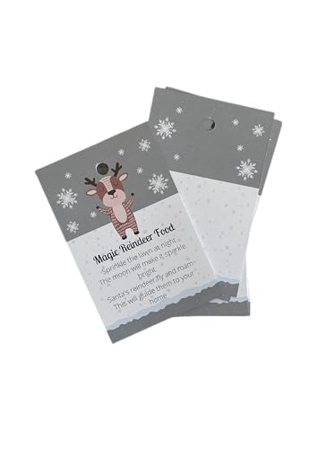 Magic Reindeer Food Tags, Labels, Christmas Eve Craft Activity for Kids, Xmas Product Packaging, School Fair Ideas - Pack of 25