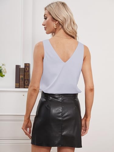 Image of Mawor Satin Tank Tops for Women Loose Fit Sleeveless V Neck Cami Camisole Blouses Shirt Top