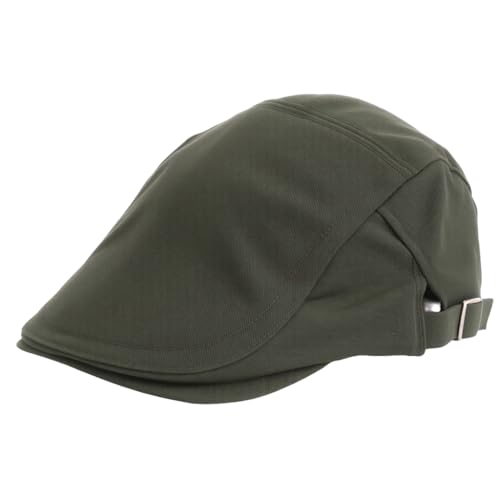 Mens Cotton Flat Cap Breathable Newsboy Hats Adjustable Beret Ivy Cap Irish Cabbie Driving Hunting Hats for All-Season Green