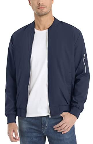 Tacvasen Men's Jacket-Lightweight Thin Sportwear Bomber Softshell Coat, Navy Xl #TOP2