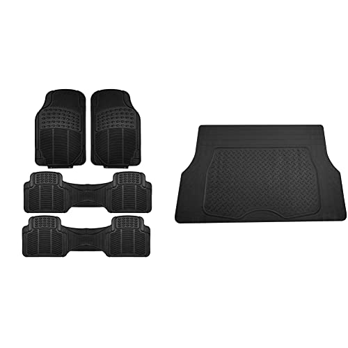 Fh Group Floor Mat (Trimmable Heavy Duty 3 Row Suv All Weather 4Pc Full Set)/ Fh Group Trimmable Cargo Mat/Trunk Liner (Premium Quality Trimmable Cargo Mat/Trunk Liner) #TOP27