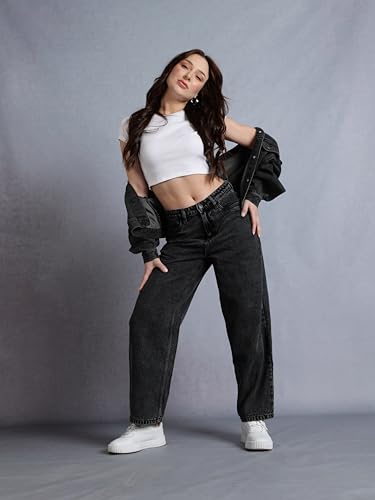 Image of INKD Women's Baggy Fit Jeans - Mid-Rise | 100% Cotton | Jeans for Women (Available in Plus Sizes)