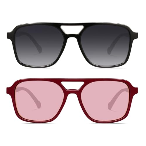 Image of GRFISIA Retro Aviator Sunglasses for Women Men Trendy Rectangle Womens Mens Sun Glasses Shades for Driving Vacation UV400
