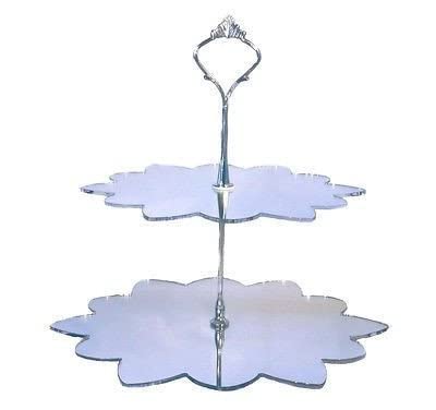 Soporte para tartas con forma de flor de dos niveles, con espejo, grande