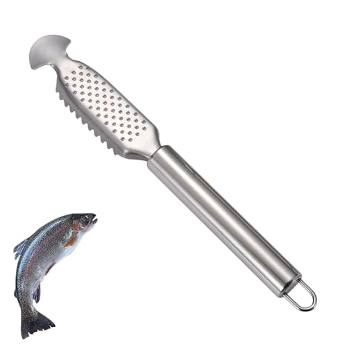 3-in-1Multifunktionaler Fischschuppen Entferner,Fischentschupper Edelstahl 304,Scraper Entschupper für Fisch Garnelen Lachs,Große Fische Fischschuppenschaber,Eingeweiden Entferner Küche Profi Werkzeug