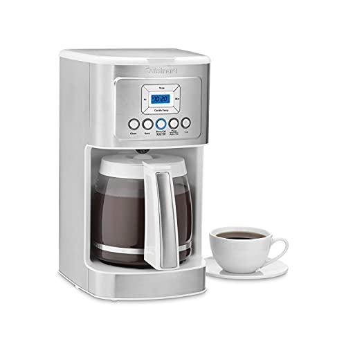 Cuisinart 14-Cup Coffee Maker, Programmable PerfecTemp Glass Carafe Coffee Machine with 1-4 Cup Setting, Brew Strength Control and Brew Pause, Stainless Steel, DCC-3200WNAS, White