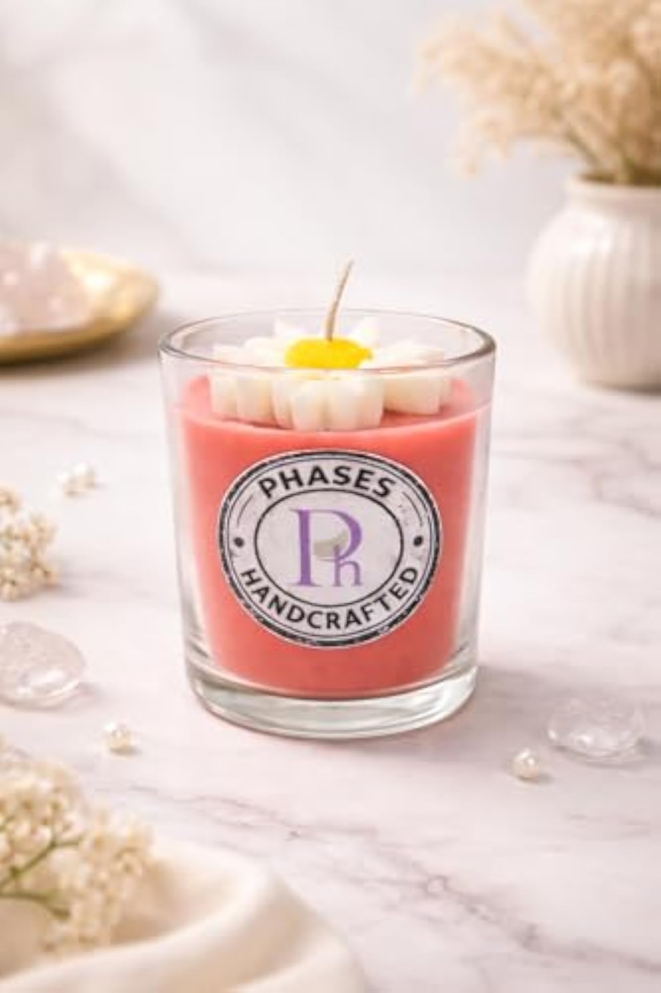 Soy Wax Jar Candle with Daisy Flower Top