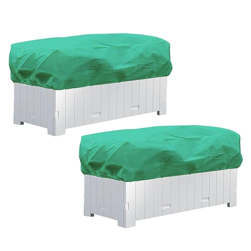 HFEHSKJ 2 Pcs Winter Plant Covers Freeze Protection, Rectangular Planter Box Plant Covers, Plant Frost Blanket with Drawstring, Planter Frost Covers Bags for Balcony Plant Flower (Green