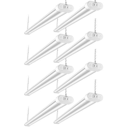 Image of hykolity 4FT Linkable LED Shop Light,44W 4600LM 5000K Daylight,8 Pack | Plug-in Hanging /Surface Mount Utility Light, Daisy Chain Shop Lights for Garage,Workshop,Warehouse,Basement,White