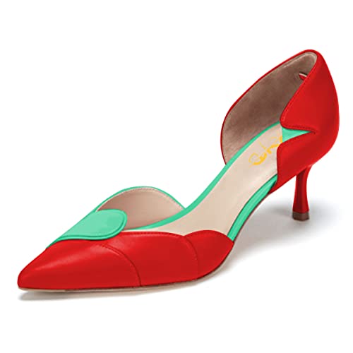 Image of XYD Women's Pumps, Elegant Pointed Toe, D'Orsay Kitten Low Heels, Rhinestone Studs, Slip-On Satin Shoes for Wedding